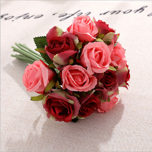 Flores artificiales de tacto real coloridas al por mayor, <span class=keywords><strong>ramo</strong></span> de flores <span class=keywords><strong>rosas</strong></span> de seda de <span class=keywords><strong>12</strong></span> cabezas para suministros de decoración de bodas, centros de mesa - Product Image 6