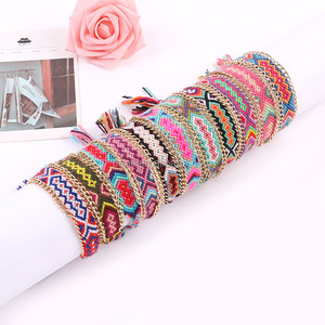 Pulseira de algodão estilo boho, cor, tecido à mão, geométrico, design étnico - Product Image 2