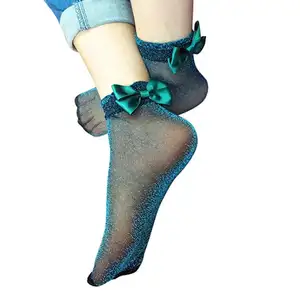 Phụ Nữ Ruffle Fishnet Mắt Cá Chân Vớ Cao Lưới Ren Cá Lưới Vớ Ngắn - Product Image 1