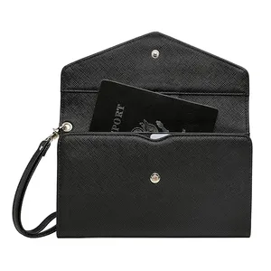 Custom <strong>Trifold</strong> Wrist <strong>Wallet</strong> Passport Holder RFID Protected Leather Women Travel <strong>Wallet</strong> - Product Image 1