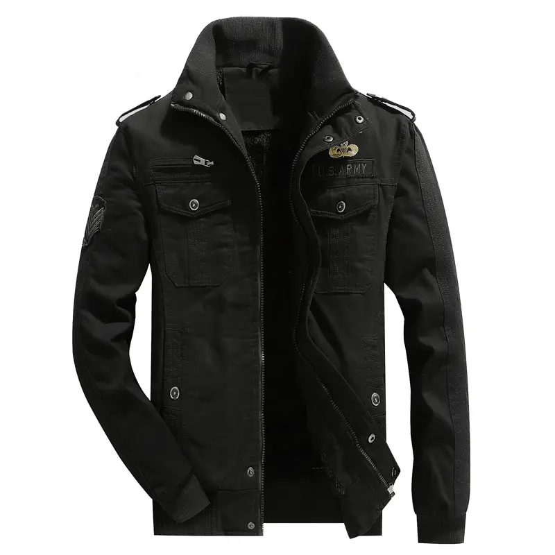 Thick Warm Winter jacket Cargo Fleece Male Casual Work Flight Jacket Plus Size 5XL 6XL Chaquetas hombre