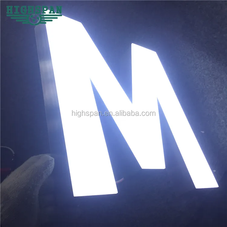 Letrero con Logo de acero inoxidable 3D para exteriores, caja de luz con letras