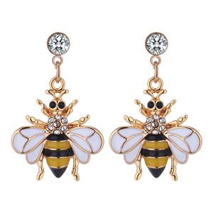 Korean fashion rhinestone bumble bee dangle earrings women