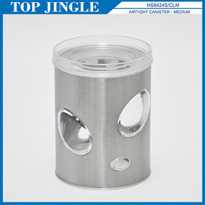 Juego de 3 botes de cocina redondos de acero inoxidable con forma de línea - Product Image 5