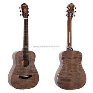 Gitar akustik Maple Solid 34 inci profesional buatan Tiongkok dengan 6 senar warna hitam