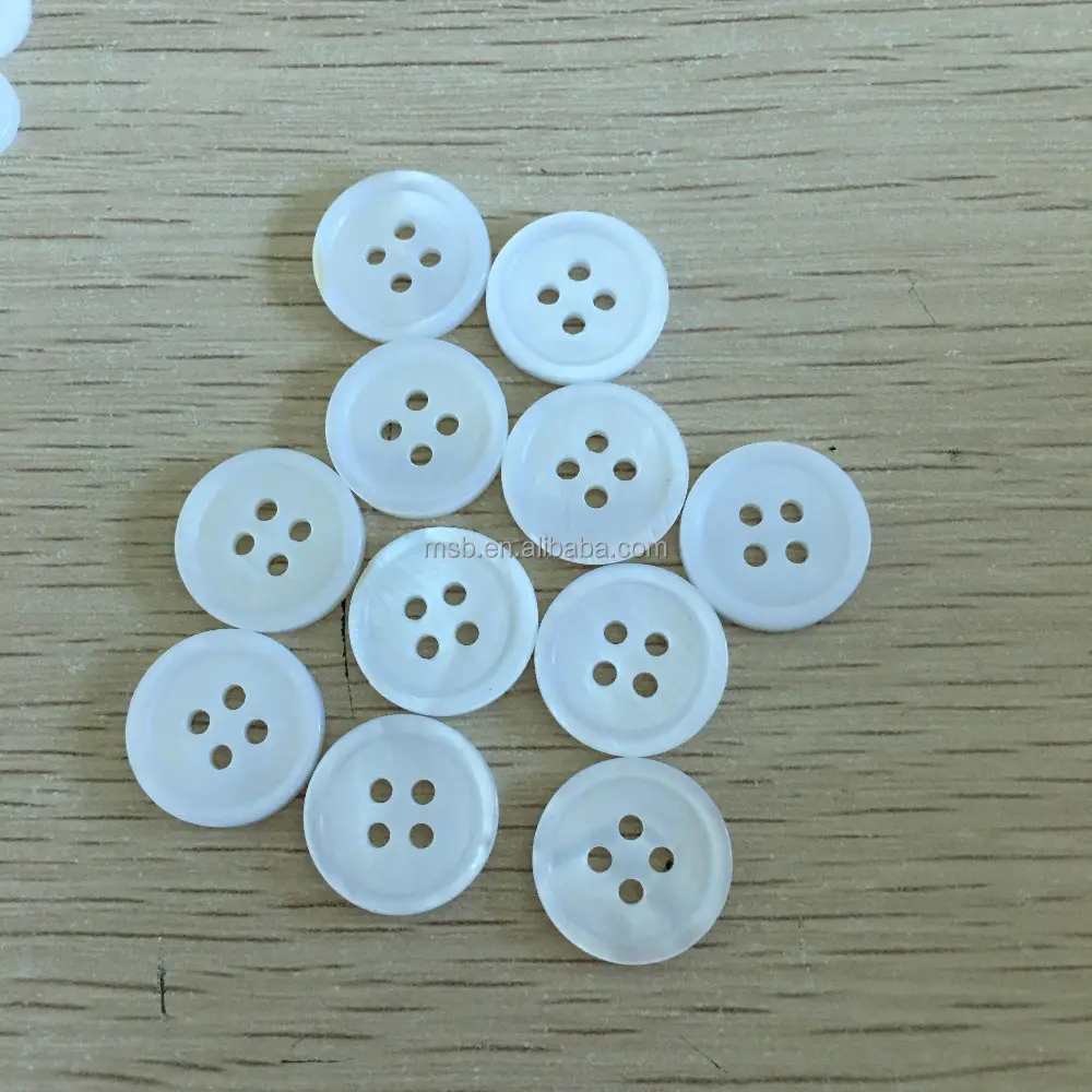 bleached 4 holes wholesale natural white chinese river shell buttons with rim for garment clothing