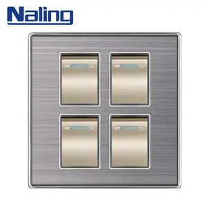Naling OEM 4 Gang Types Of Stainless Steel Colored Electrical Wall Switches For Home