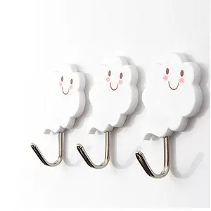 High Quality 3Pcs/set White Cloud Style Sticky Hook Wall-Mounted Suction Cup Holder Decorate Wall Door Strong Rack Hook