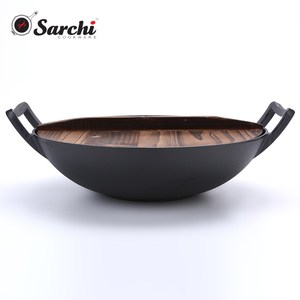 China tamanho grande stir fry pan cozinha panela ferro fundido wok