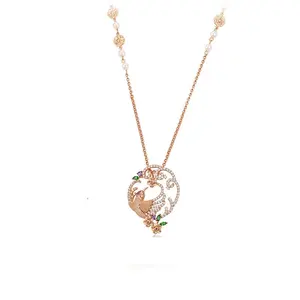 42856 New Bird Design Good Looking Wholesale Rose Fashion Crystal Necklace