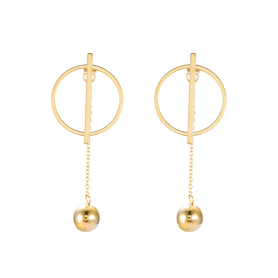 E-671 xuping jewelry stainless steel simple korean style fashion round earring 24k gold plated charm women dangling earring