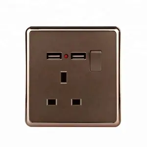 Grosir 1 Gang UK Stopkontak Dinding dengan 2 Port Usb dan Sakelar Aman