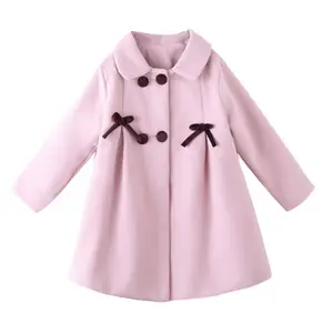 Hao Baby Children Wear Winter Girl Thickening Coat Quilted Jacket Long Bow Model Coat