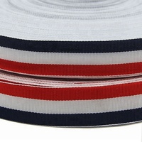 Haute qualité personnalisé en gros 2.5cm Polyester rouge blanc bleu tricolore rayé ruban gros-grain