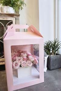 Nedeins — sac à main de luxe avec fenêtre en pvc, boîte à fleurs transparente sur les trois côtés, pour la saint-valentin, coffret cadeau blanc pour les roses - Product Image 5