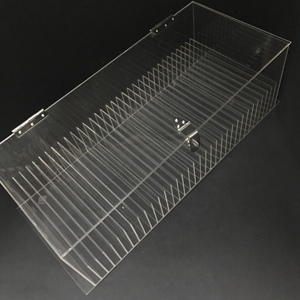 custom acrylic Mobile phone storage container with lock and lid clear acrylic box with divider