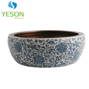 163 Flower design hand painted ceramic outdoor wash basin sinks