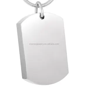 IJD8416 Hot!!! Engravable Blank Dog Tag Stainless Steel Memorial Urn Jewellery,keepsake cremation jewelry for ashes
