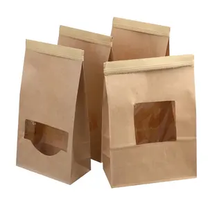 ナッツ包装用の環境にやさしい食品グレードの茶色のクラフトブリキネクタイペーパーバッグ