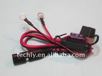 Kabel Konektor Wire Harness SPT-2 18AWG 300V Hitam 6.4mm Terminal Cincin Konektor Pria Wanita 7.5A Fuse Holder Tin-Copper