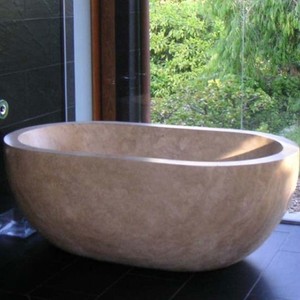 <span class=keywords><strong>Baignoire</strong></span> autoportante en <span class=keywords><strong>marbre</strong></span> <span class=keywords><strong>noir</strong></span>, pierre naturelle sculptée moderne - Product Image 4