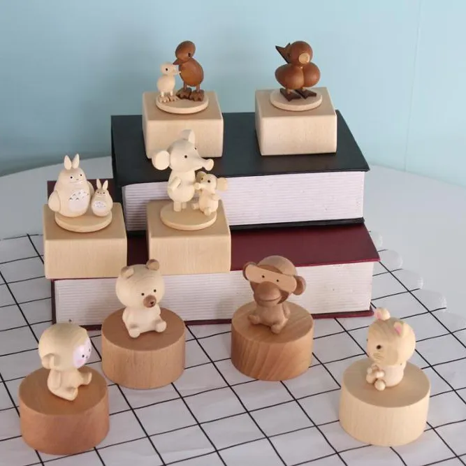 new creative cute animals wooden music box