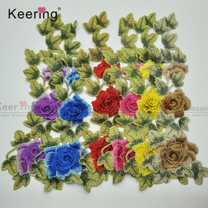 Patchs brodés de fleurs de grande taille en gros, à coudre sur les vêtements, WEF-821 - Product Image 1