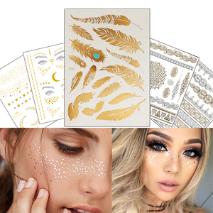 Las mujeres de moda barato del tatuaje impermeable de plata de oro metálico <span class=keywords><strong>Henna</strong></span> tatuaje <span class=keywords><strong>temporal</strong></span> - Product Image 1