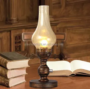 Vintage Kerosine Ontwerp Tafellamp, Edison Lamp Classic Eenvoudige Tafellampen Bureaulamp, Smeedijzeren Olie Tafellamp