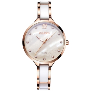 OLEVS En Céramique <span class=keywords><strong>Montre</strong></span> Femmes De Luxe Montres À Quartz Romain Surface Dial Dames <span class=keywords><strong>Montre</strong></span> Étanche En Acier Inoxydable <span class=keywords><strong>Or</strong></span> Rose <span class=keywords><strong>Montre</strong></span>-Bracelet - Product Image 4
