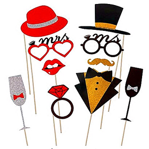 Mr Mrs Amore Appena Sposato Carta di Stile Europeo Photo Booth Puntelli Per La Cerimonia Nuziale Da Sposa Doccia Festa di Fidanzamento - Product Image 3