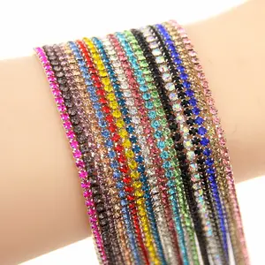 Multi colors rhinestone Brass trimming Strass chain for dress