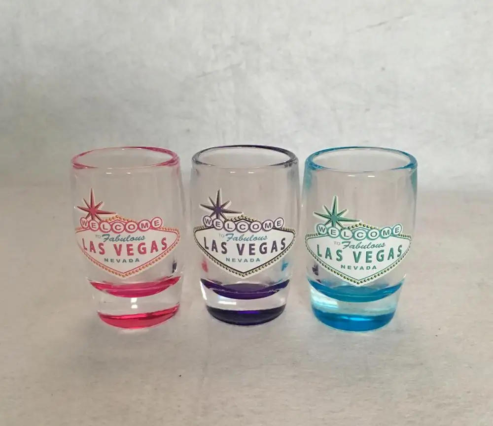 Gelas Shot Bawah Berwarna 50Ml Kaca Shot Berbentuk Drum Las Vegas