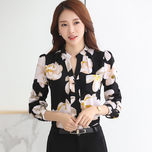 Corea nuove donne abbigliamento primavera a maniche lunghe in Chiffon donna camicetta stampa formale donna <span class=keywords><strong>top</strong></span> - Product Image 2