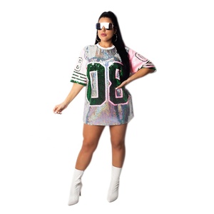 Nuovo maglione da donna Casual Casual verde e rosa nuovo O collo a mezza manica con paillettes numero 08 lungo t-shirt - Product Image 4