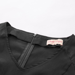 BP000586 <span class=keywords><strong>Belle</strong></span> <span class=keywords><strong>Poque</strong></span>-vestido Retro acampanado de manga corta y cuello en V para mujer, Color negro Vintage - Product Image 3