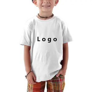 OEM批量打印批发普通孩子儿童白色棉质基本款儿童白色t恤
