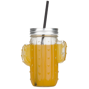 Pot <span class=keywords><strong>de</strong></span> maçon en verre vert Offre Spéciale et 420ml, design <span class=keywords><strong>cactus</strong></span>, avec poignée et couvercle en métal - Product Image 3