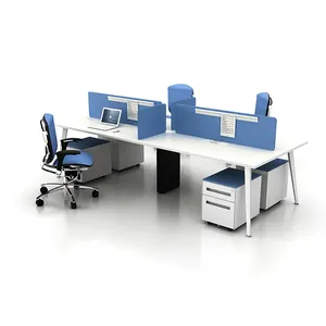 Moderne ouvert modulaire 4 personnes poste de travail bureau meubles design travail table de bureau avec pied en métal pour espace de bureau