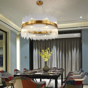 Lustre moderne européen en verre doré avec anneau, <span class=keywords><strong>suspension</strong></span> LED <span class=keywords><strong>pour</strong></span> chambre à coucher, luminaire de luxe <span class=keywords><strong>pour</strong></span> escalier et villa, décoration suspendue - Product Image 3