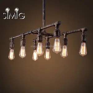 Simig lighting american antique retro metal rustic decorative water pipe lamps hanging pendant lights with Edison Bulb