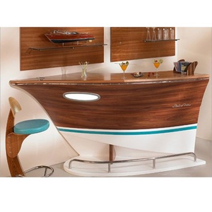 Thiết Kế Hàng Đầu Được Sử Dụng Trang Chủ Walnut Gỗ Bar <span class=keywords><strong>Counter</strong></span> Hình Thuyền Bar Bảng Ghế Với Xô Đá - Product Image 1