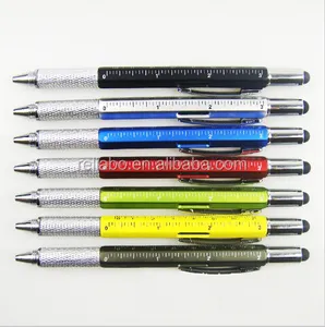 Multifunction Pen Promotional Multifunctional Screwdriver Ballpoint Pen Horizontal Capacitor Touch Screen Metal Scale Gift Tool Pen