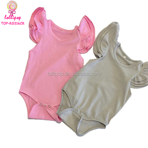Pagliaccetto per neonati e bambine all'ingrosso <span class=keywords><strong>abbigliamento</strong></span> da Boutique floreale e solido in bianco a 3 strati di cotone manica a balbuzie per bambini - Product Image 3