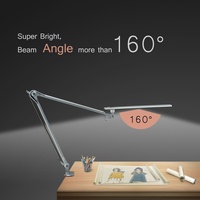 Lampe de bureau LED moderne et écologique en métal avec bras articulé, lampe de table à intensité variable avec pince, alimentation CC flexible