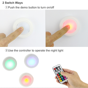 LED RGB Color Cabinet <strong>Wireless</strong> <strong>Lights</strong> Battery Operated Puck <strong>Light</strong> with Remote Control - Product Image 4