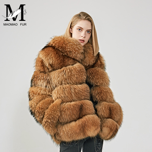 Chaqueta de piel de <span class=keywords><strong>mapache</strong></span> Real para mujer, moda al por mayor, abrigo de piel Natural personalizado, cálido para invierno - Product Image 4