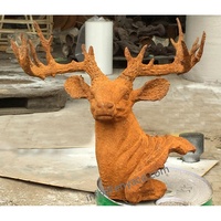 Statue de Tête de Cerf Antique, Décoration Murale en Tête de Cerf Animal, Décoration Artistique pour la Maison et le Jardin