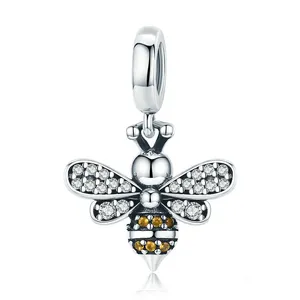 wholesale 925 sterling silver enamel bee charm for women