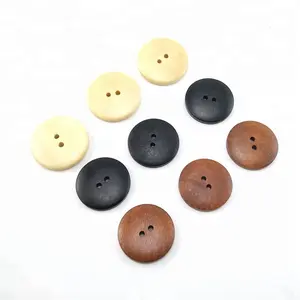 Two Holes Black Brown Burlywood Natural Wood Fancy Shirt Button For Wholesale